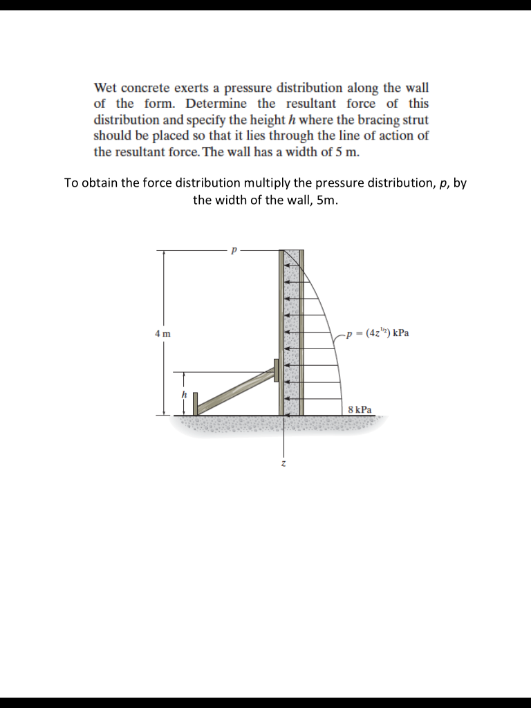 Solved Wet concrete exerts a pressure distribution along the | Chegg.com
