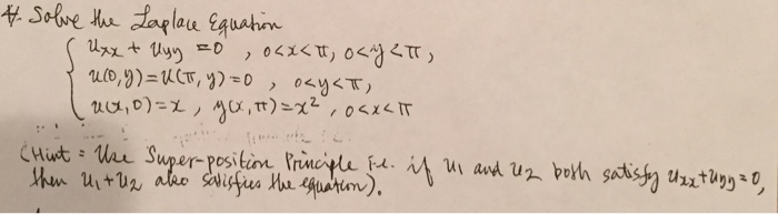 Solved Solve The Laplace Equation {u_xx + U_yy = 0, 0