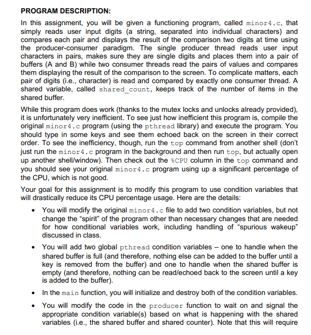 PROGRAM DESCRIPTION: In this assignment, you will be | Chegg.com