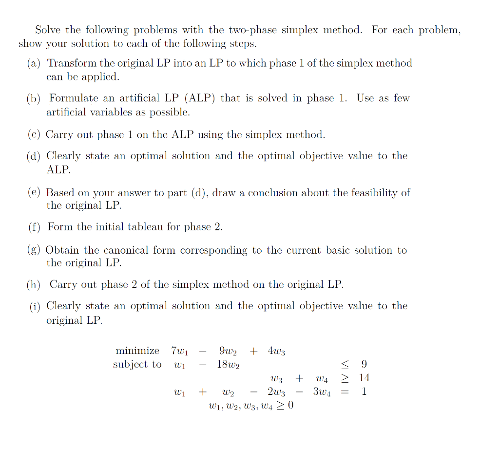 Solved Solve The Following Problems With The Two-phase | Chegg.com