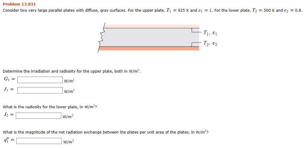 Solved Problem 13.031 Consider two very large parallel | Chegg.com