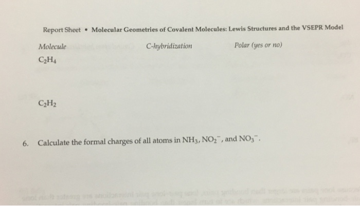 Solved Report Sheet Molecular Geometries of Covalent Chegg