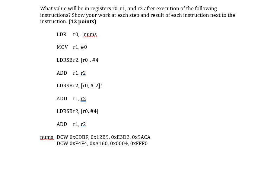 Solved What value will be in registers ro, r1, and r2 after | Chegg.com