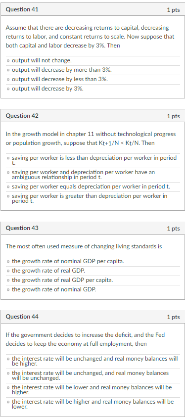 Solved Question 41 1 pts Assume that there are decreasing | Chegg.com