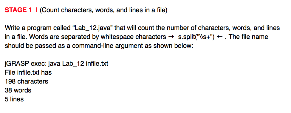 Solved STAGE 1 I (Count characters, words, and lines in a | Chegg.com