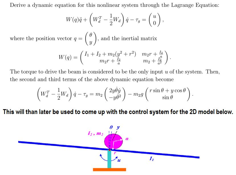 Solved Derive A Dynamic Equation For This Nonlinear System | Chegg.com