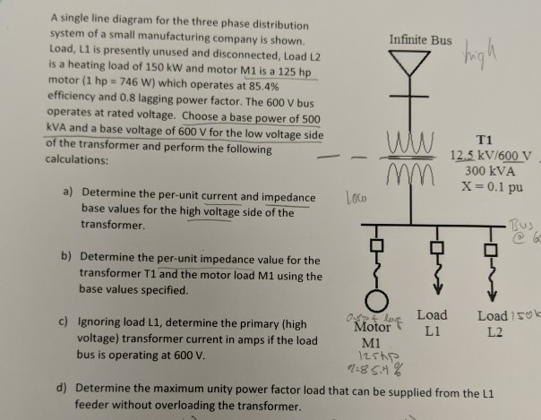Solved A single line diagram for the three phase | Chegg.com