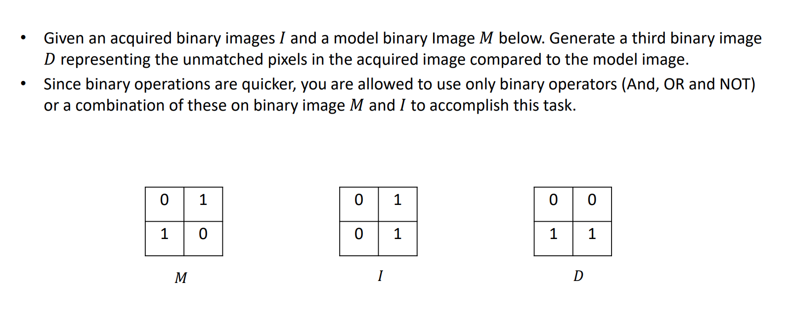 Solved - Given an acquired binary images I and a model | Chegg.com