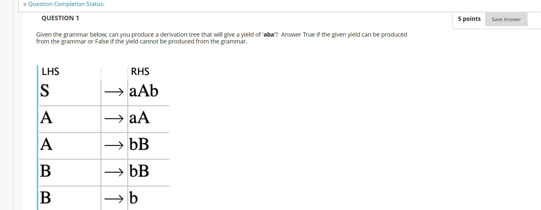 Solved Question Completion Status: QUESTION 1 5 points Save | Chegg.com