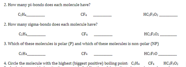 Solved 2. How many pi bonds does each molecule have C2H4 Chegg