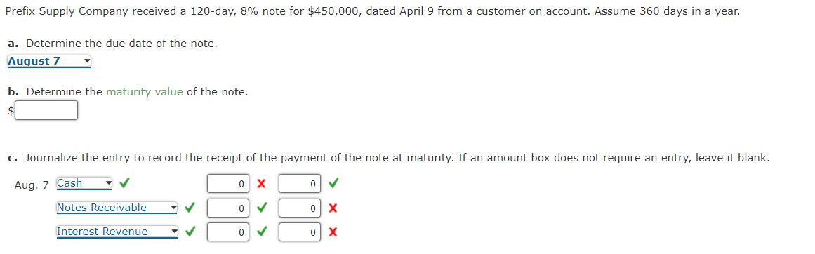 Solved Prefix Supply Company Received A 120 -day, 8% Note | Chegg.com