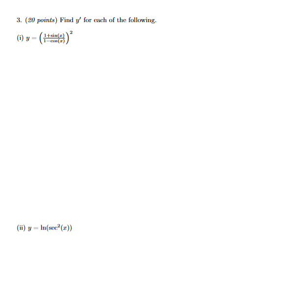 Solved Points Find Y For Each Of The Chegg Com