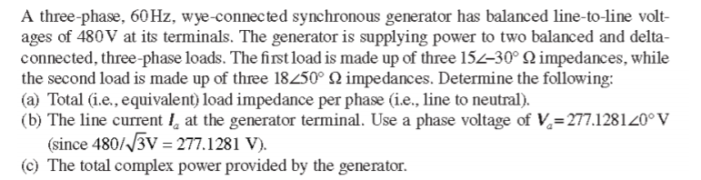 Solved A three-phase, 60 Hz, wye-connected synchronous | Chegg.com
