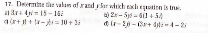 Solved 17. Determine the values of x and y for which each | Chegg.com