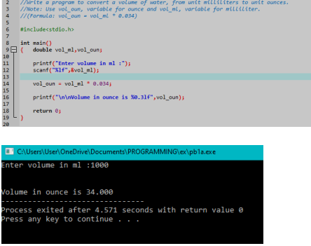 Solved 2 I/Write a program to convert a volume of water, | Chegg.com