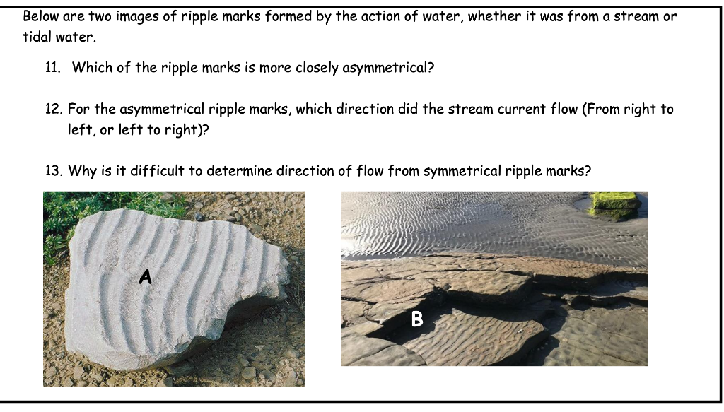 Solved ielow are two images of ripple marks formed by the | Chegg.com