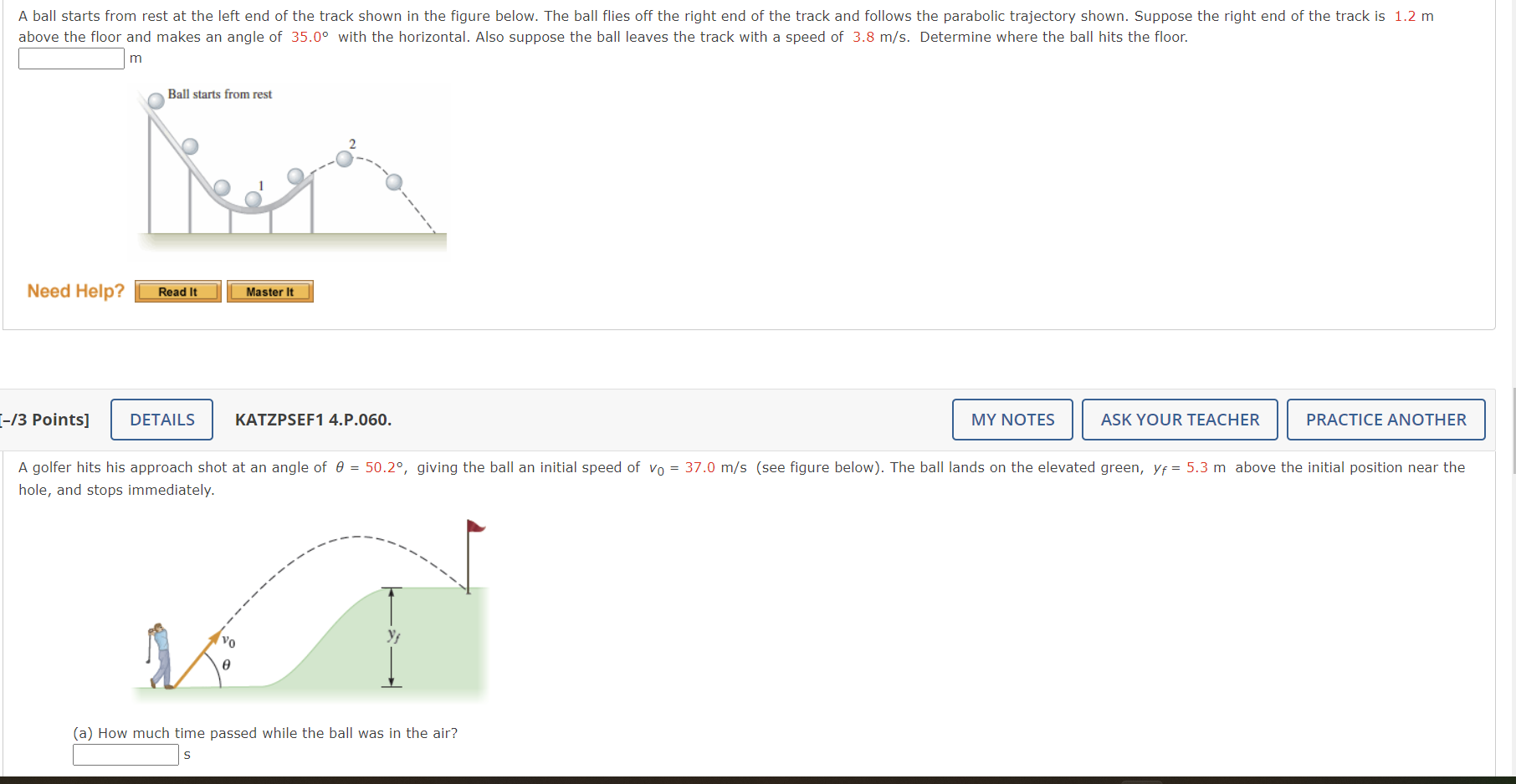 Solved A ball starts from rest at the left end of the track