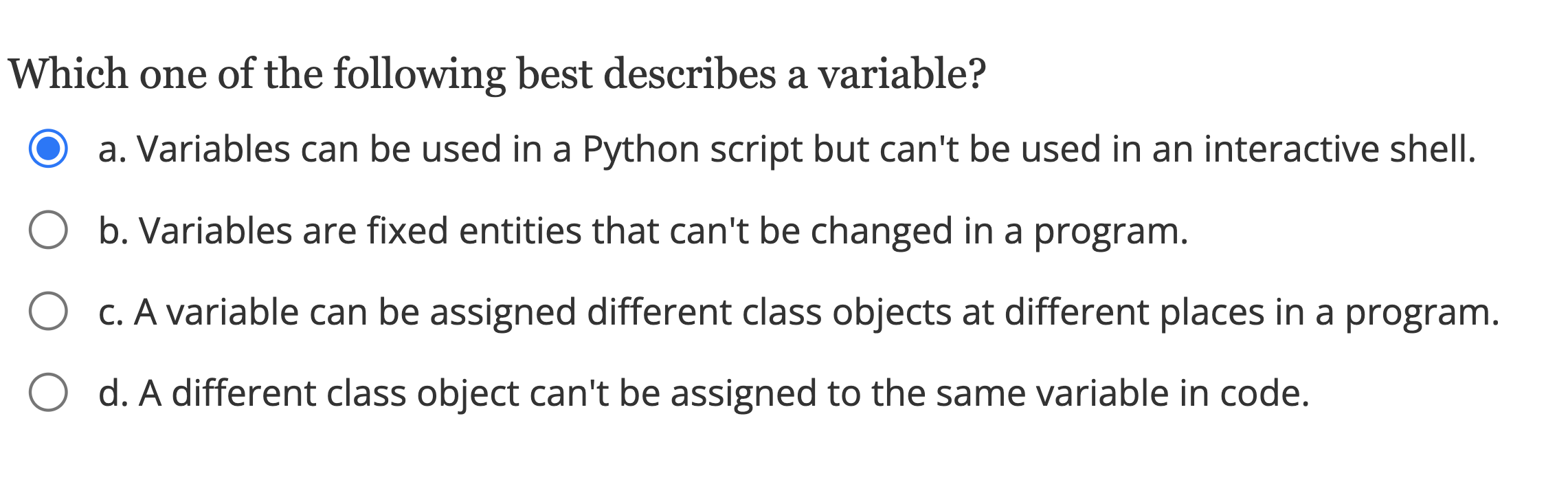 which of the following best describes a variable in python