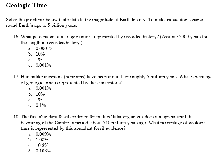 Solved Geologic Time Solve The Problems Below That Relate To Chegg Com Solved Geologic Time Solve The Problems Below That Relate To Chegg Com