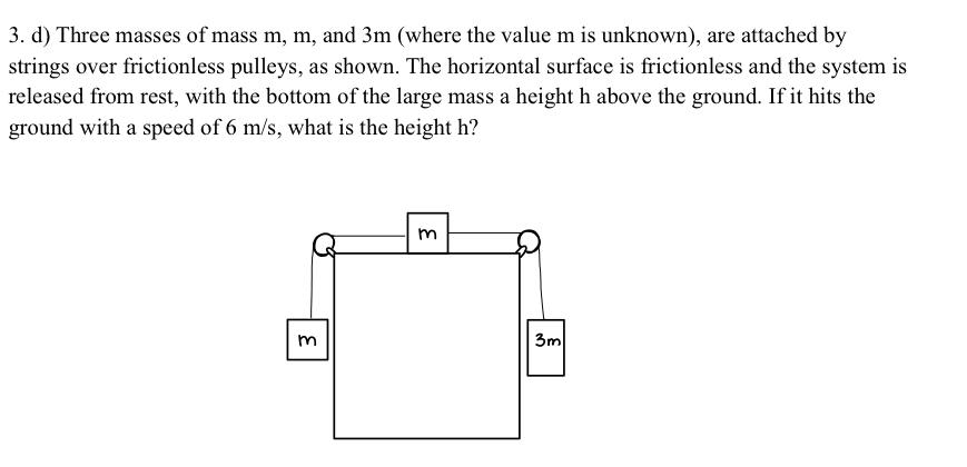 Three masses m, m, and mz are attached to a string as shown in the figure.  All three masses are held rest and then released. To keep m, rest, the  condition is