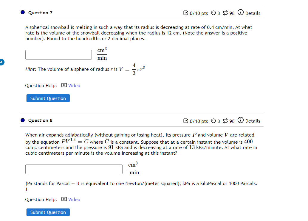 Solved A spherical snowball is melting in such a way that | Chegg.com