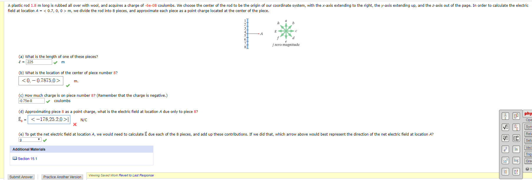 Solved A plastic rod 1.8 m long is rubbed all over with
