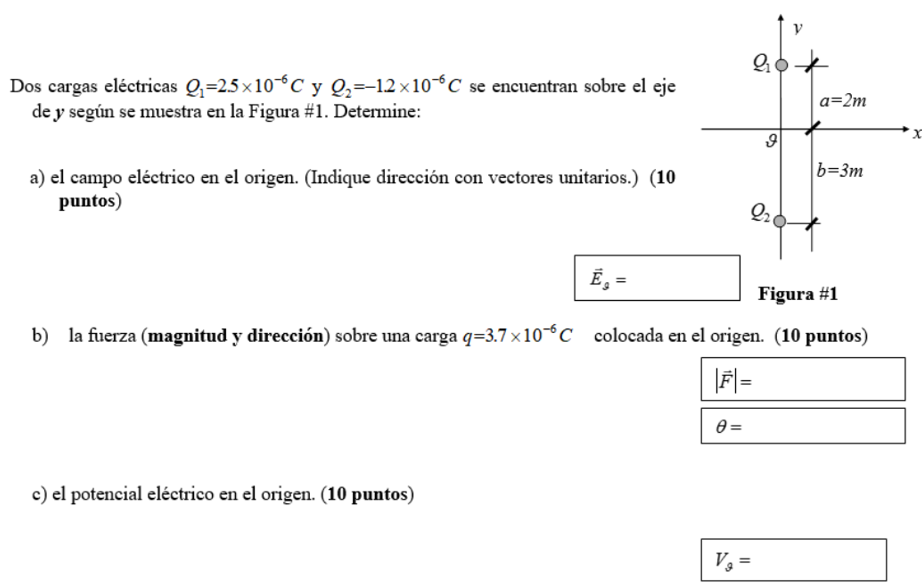 Solved Dos Cargas Eléctricas Q1=2.5×10−6C Y Q2=−1.2×10−6C Se | Chegg.com