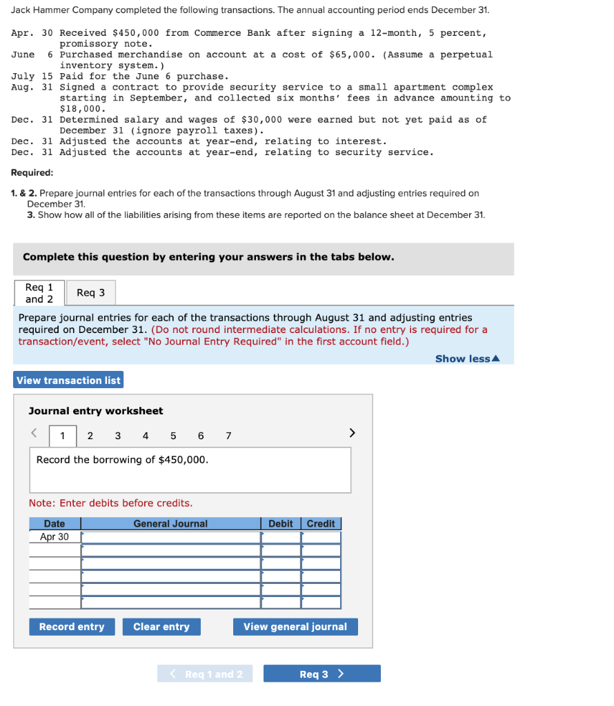 Solved Jack Hammer Company completed the following