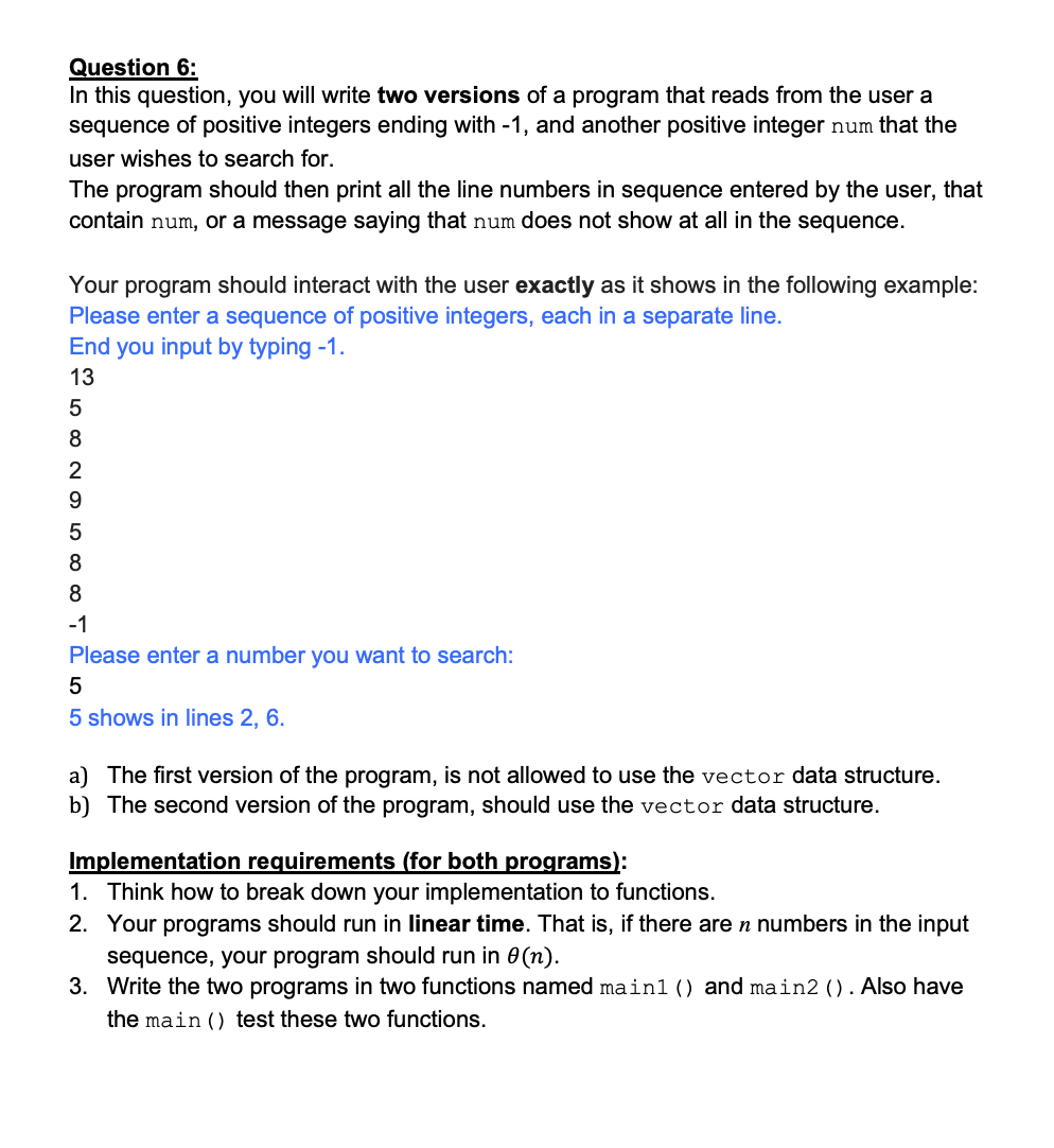 Solved Question 6: In this question, you will write two | Chegg.com