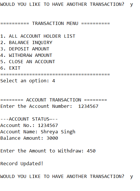 Solved Make a program(BANK MANAGEMENT SYSTEM) in C++ | Chegg.com