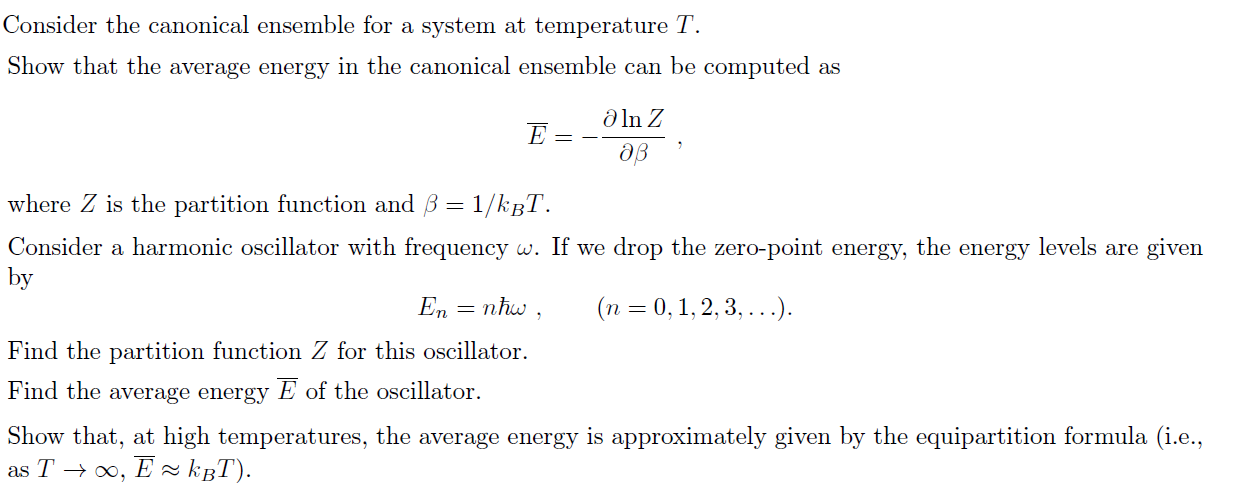 Solved Consider the canonical ensemble for a system at | Chegg.com