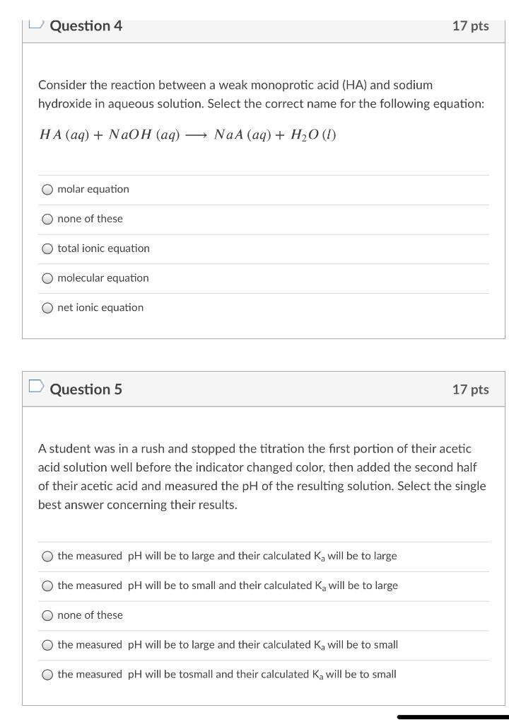 Solved Question 4 17 pts Consider the reaction between a | Chegg.com