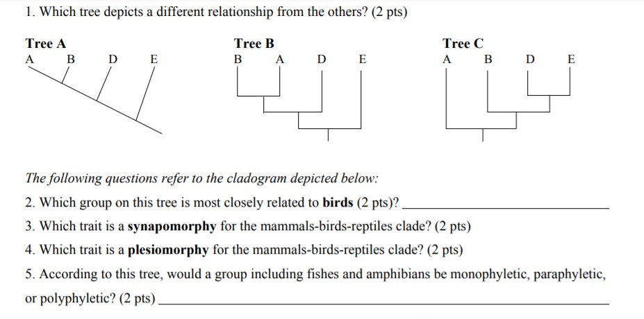 Solved 1. Which tree depicts a different relationship from | Chegg.com