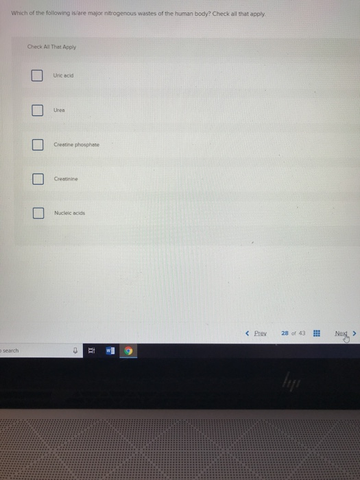 Solved Which of the following is/are major nitrogenous | Chegg.com