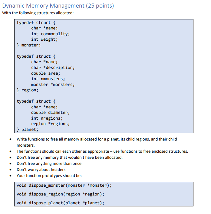 Solved Dynamic Memory Management (25 points) With the | Chegg.com
