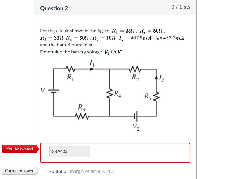 Solved Question 2 0 / 1 pts For the circuit shown in the | Chegg.com