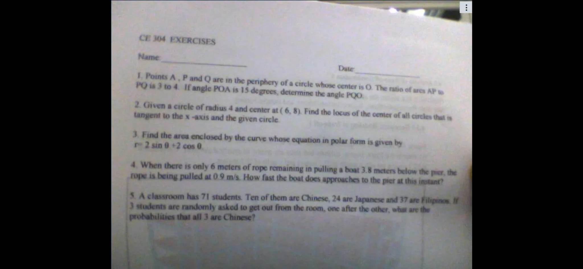 Solved 1. Points A, P and Q are in the periphery of a circle