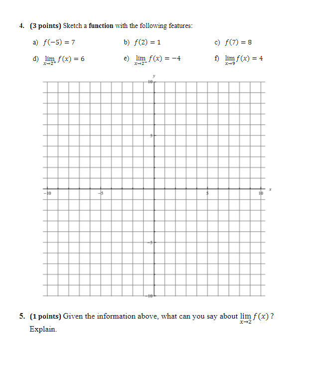 Solved 4. (3 Points) Sketch A Function With The Following 