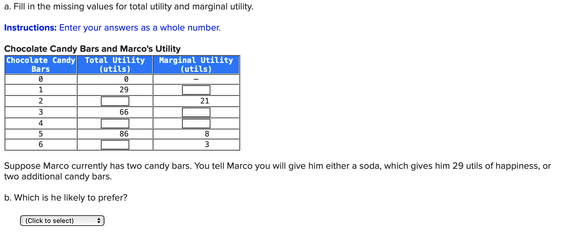 Solved a. Fill in the missing values for total utility and | Chegg.com
