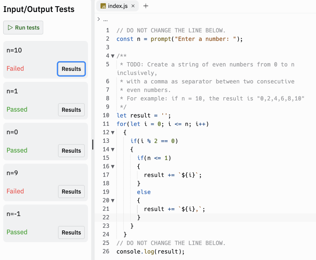 Solved >… 1 / / DO NOT CHANGE THE LINE BELOW. 2 const n= | Chegg.com