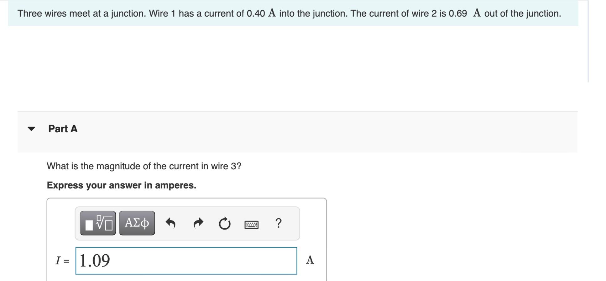 Solved Three wires meet at a junction. Wire 1 has a current