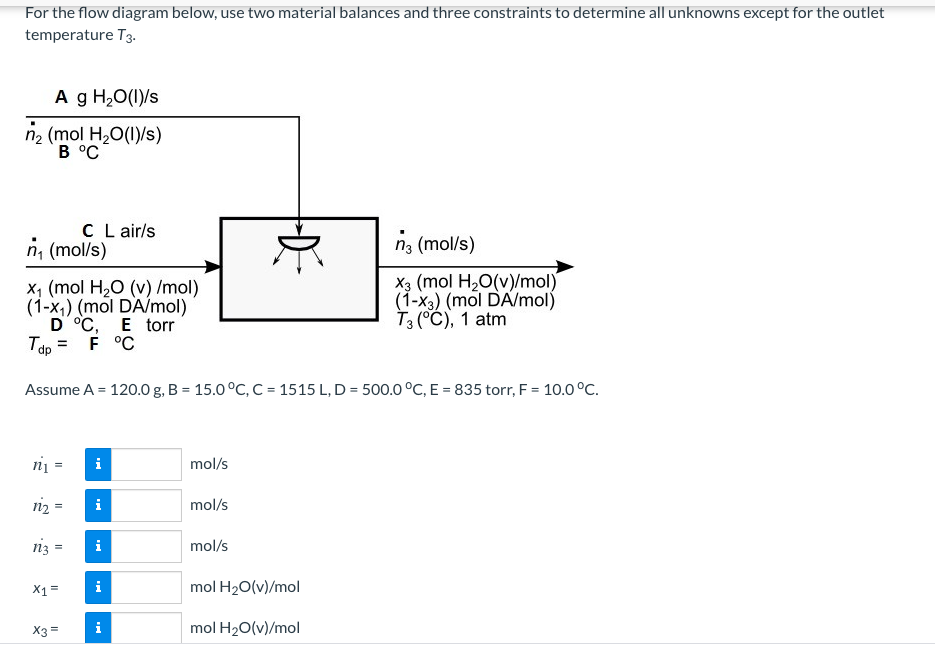 Solved A stream of air at 500.0 °C and 835 torr with a dew