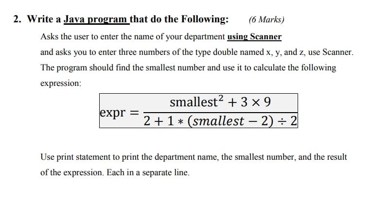 Solved 2. Write a Java program that do the following: (6 | Chegg.com