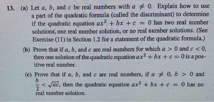 Solved 13. (a) Let A, B, And C Be Real Numbers With A F 0. | Chegg.com