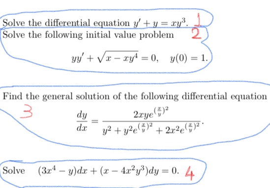Solved Solve the differential equation y' + y = xy3. Solve | Chegg.com