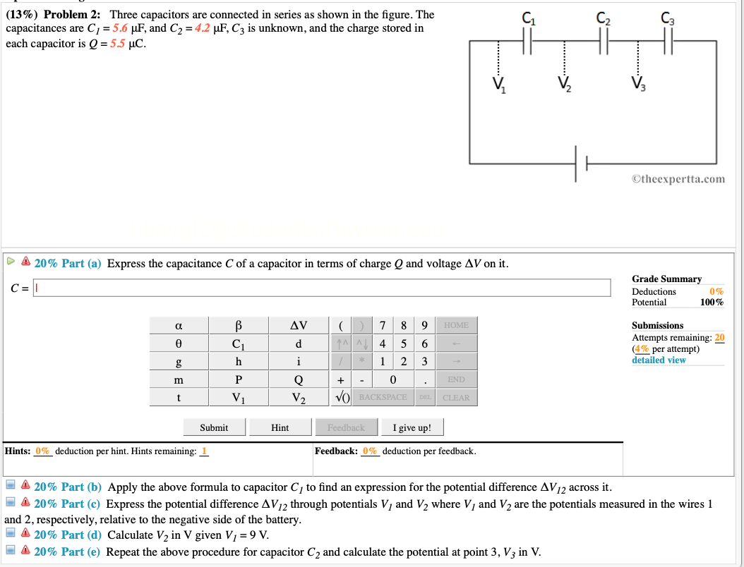 Solved Three Capacitors Are Connected In Series As Shown