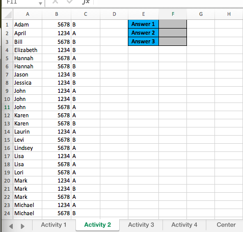 Solved Using Excel Use a formula in cell F1 to calculate | Chegg.com