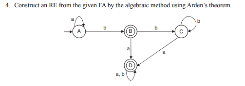 Solved 4. Construct An RE From The Given FA By The Algebraic | Chegg.com