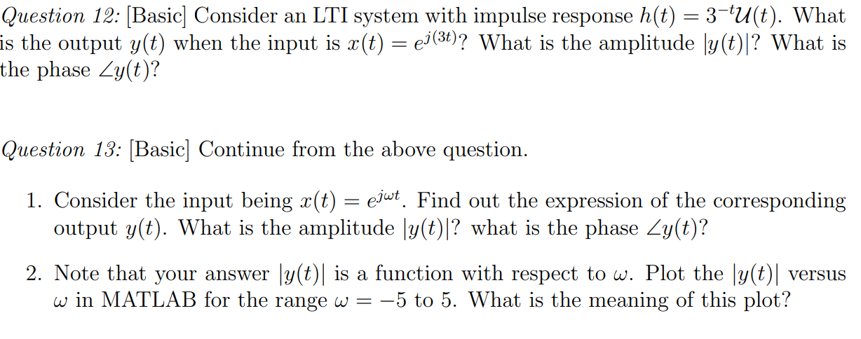 solved question 12 basic consider an lti system with i chegg com basic consider an lti system