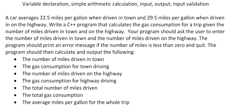 Solved Variable declaration, simple arithmetic calculation, | Chegg.com